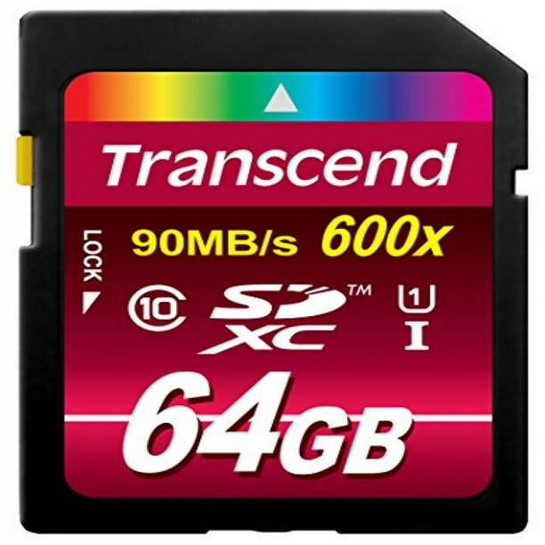 TS64GSDXC10U1 Transcend 64GB SDXC Class 10 UHS-1 Flash Memory Card Up to 90MB/s